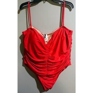 J. Crew Red Ruched Sweetheart Swimsuit Plus Size 24‎ NWT